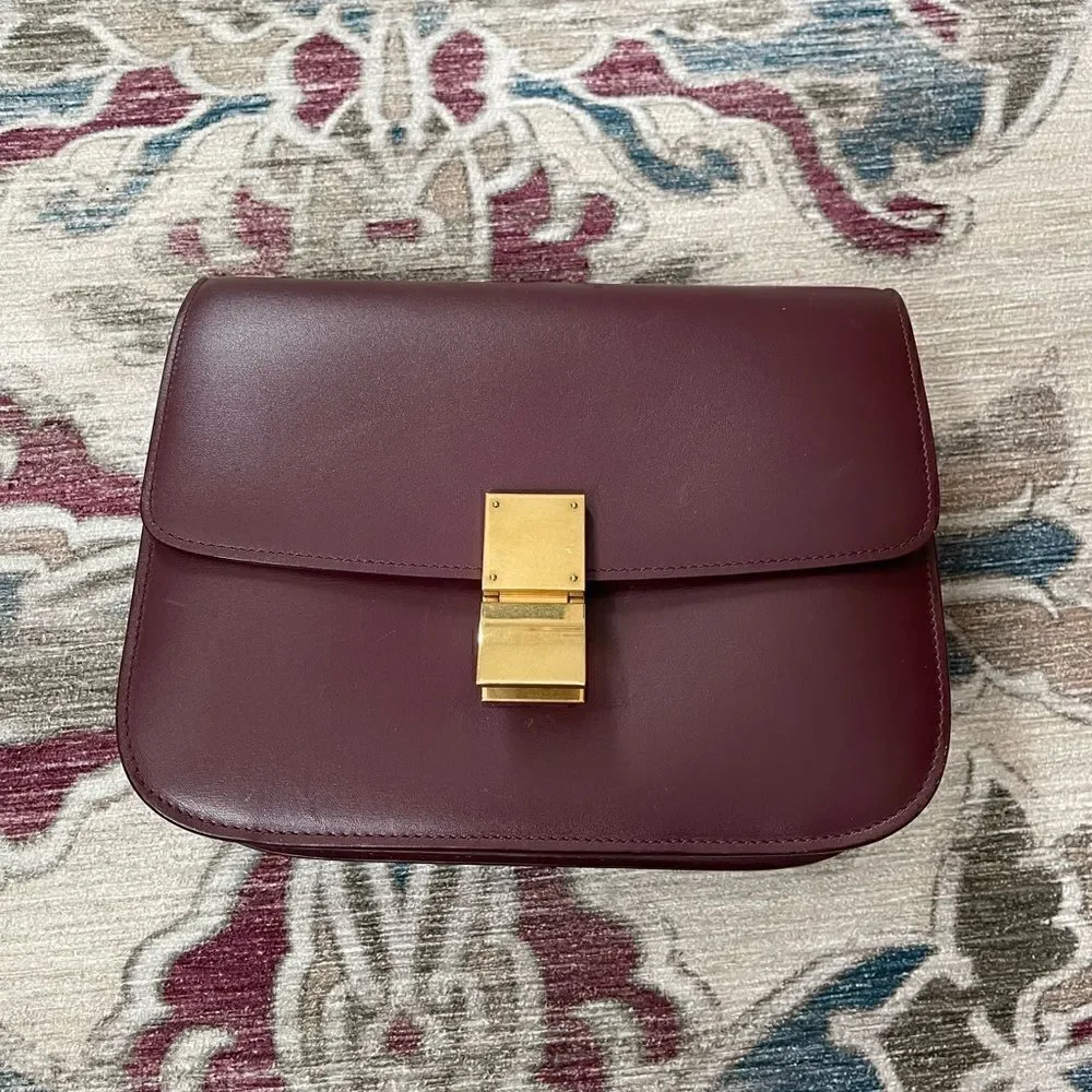 Celine Medium Box Bag Burgundy - Picture 3 of 9